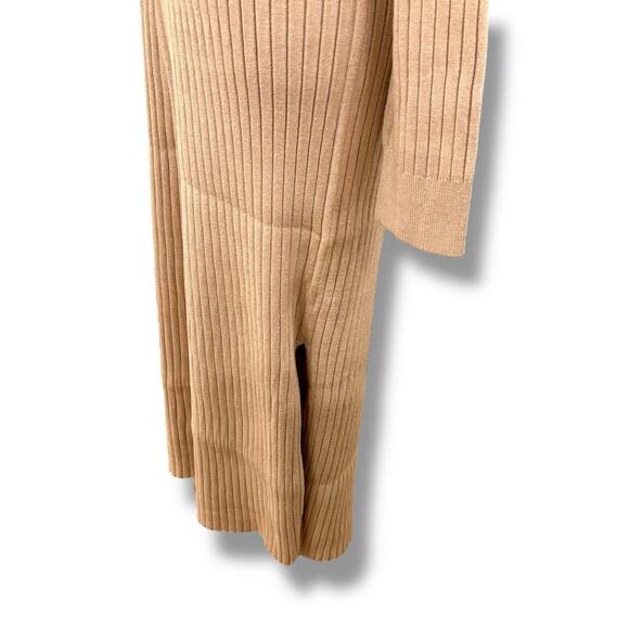 NWT Nordstrom WayF Hollie Size XL Tan Tie Neck Side Slit Sweater Dress Brunch - Picture 5 of 9